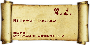 Milhofer Luciusz névjegykártya